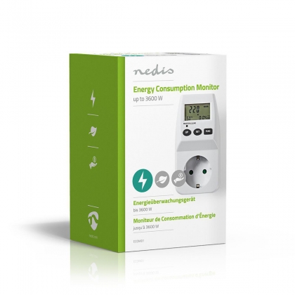 Energieverbruiksmeter | Batterij Gevoed / Netvoeding | 16 A | Accumulatief stroomverbruik (W) / Ampère (A) / Energiekosten / Frequentie (Hz) / Gebruikstijd / Spanning (V) / Vermogensfactor (PF) / Werkelijk stroomverbruik (W) | Apparaat stroomoutput: Type 