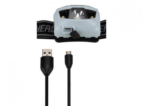 HERLAADBARE HOOFDLAMP MET 1 x CREE XPG-LED + 2 x WITTE LED + 2 x RODE LED