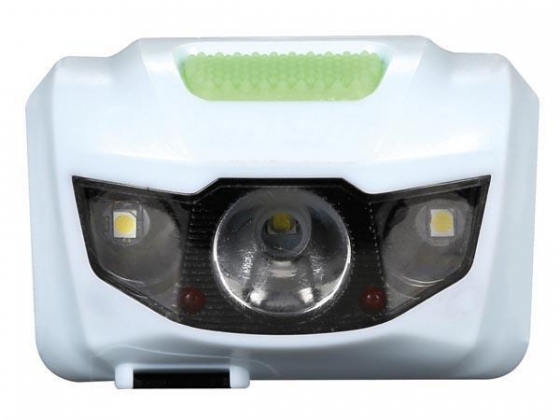 HERLAADBARE HOOFDLAMP MET 1 x CREE XPG-LED + 2 x WITTE LED + 2 x RODE LED