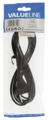 Euro Stroomkabel Euro Male 2.00 m Zwart