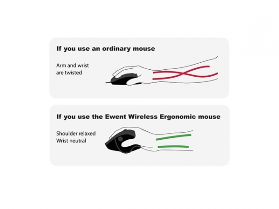 EWENT - DRAADLOZE ERGONOMISCHE MUIS MET DUIM-SCROLLWIEL