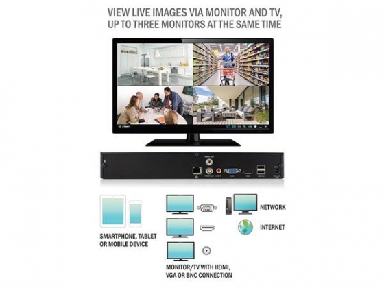 EMINENT - Full HD 4 Kanaals Netwerk Video Recorder voor CamLine Pro en ONVIF cameras (exclusief HDD)
