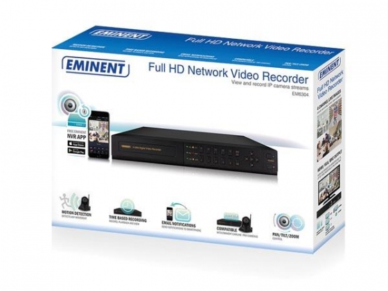 EMINENT - Full HD 4 Kanaals Netwerk Video Recorder voor CamLine Pro en ONVIF cameras (exclusief HDD)