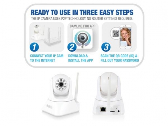 EMINENT - CAMLINE PRO PAN/TILT 1080P FULL HD IP-CAMERA MET APP - WIT