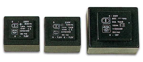 ENCAPSULATED TRANSFORMER 18VA 2 x 6V / 2 x 1.667A