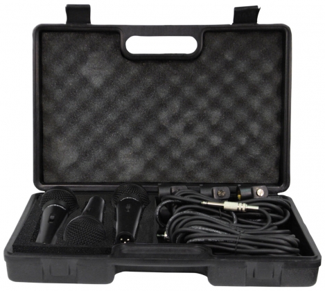 Microfoonset 3-voudig in koffer