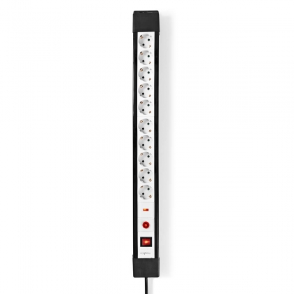 Stekkerdoos | Randaarde stekker / Type F (CEE 7/7) | 10-wegs | 3.00 m | 3680 W | 16 A | Soort aarding: Zijcontacten | 230 V AC 50/60 Hz | Hoek van stopcontact: 45 ° | H05VV-F 3G 1,5 mm² | Aan/uit knop | Zwart