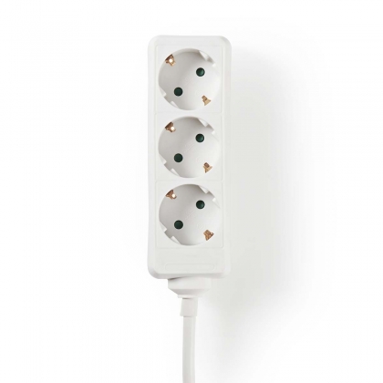Stekkerdoos | Randaarde stekker / Type F (CEE 7/7) | 3-wegs | 1.50 m | 3680 W | 16 A | Soort aarding: Zijcontacten | 230 V AC 50/60 Hz | Hoek van stopcontact: 45 ° | H05VV-F 3G 1,5 mm² | Wit