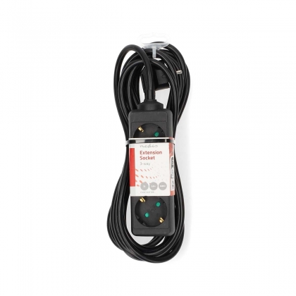 Stekkerdoos | Randaarde stekker / Type F (CEE 7/7) | 3-wegs | 5.00 m | 3680 W | 16 A | Soort aarding: Zijcontacten | 230 V AC 50/60 Hz | Hoek van stopcontact: 45 ° | H05VV-F 3G 1,5 mm² | Zwart