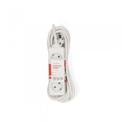 Stekkerdoos | Randaarde stekker / Type F (CEE 7/7) | 3-wegs | 5.00 m | 3680 W | 16 A | Soort aarding: Zijcontacten | 230 V AC 50/60 Hz | Hoek van stopcontact: 45 ° | H05VV-F 3G 1,5 mm² | Wit