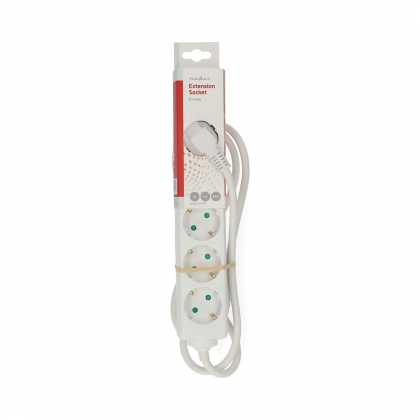 Stekkerdoos | Randaarde stekker / Type F (CEE 7/7) | 6-wegs | 1.50 m | 3680 W | 16 A | Soort aarding: Zijcontacten | 230 V AC 50/60 Hz | Hoek van stopcontact: 45 ° | H05VV-F 3G 1,5 mm² | Wit