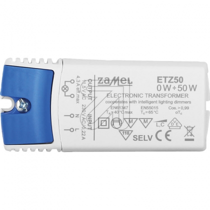 ETZ elektronische LED/halogeen-trafo 0.1 tot 50Watt