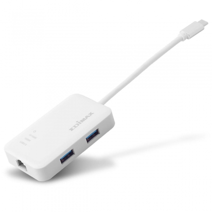 Edimax USB-C netwerk adapter 10/100/1000 Mbps + USB-hub