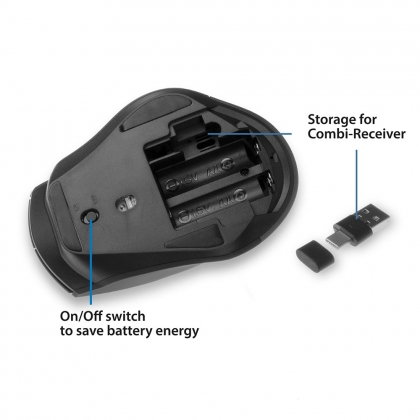 Ewent Draadloze multi-connect muis, 600 tot 2400 dpi, zwart
