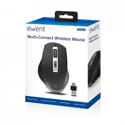 Ewent Draadloze multi-connect muis, 600 tot 2400 dpi, zwart