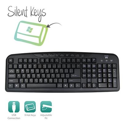 Ewent Toetsenbord USB, Qwerty, Zwart