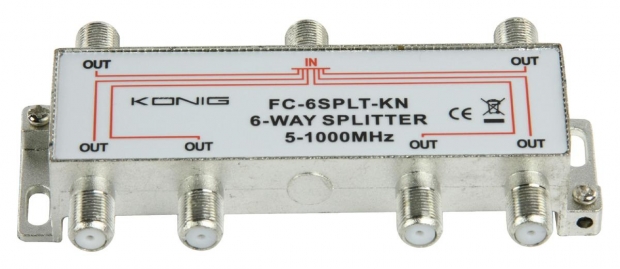 CATV-Splitter 10 dB / 5-1000 MHz - 6 Uitgangen