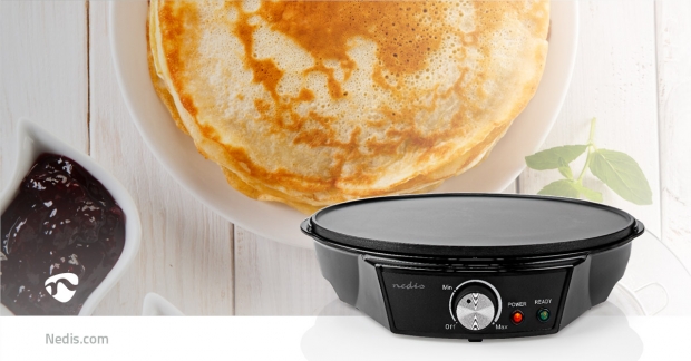 Crêpemaker | Diameter: 300 mm | 1200 W | Anti-aanbak laag | Temperatuurinstelling | Indicatielampje | Zwart | Metaal