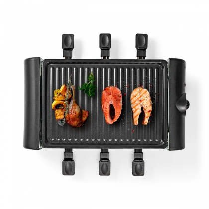 Gourmet / Raclette | Grill | 6 Personen | Spatel | Temperatuurinstelling | Anti-aanbak laag | Rechthoek