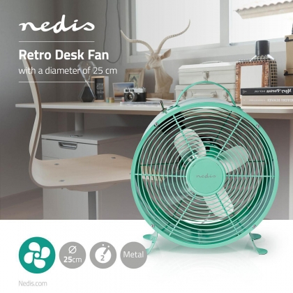 Tafelventilator | Netvoeding | Diameter: 250 mm | 20 W | 2 Snelheden | Turquoise