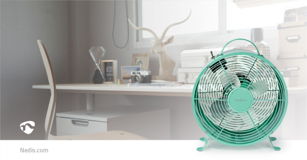 Tafelventilator | Netvoeding | Diameter: 250 mm | 20 W | 2 Snelheden | Turquoise