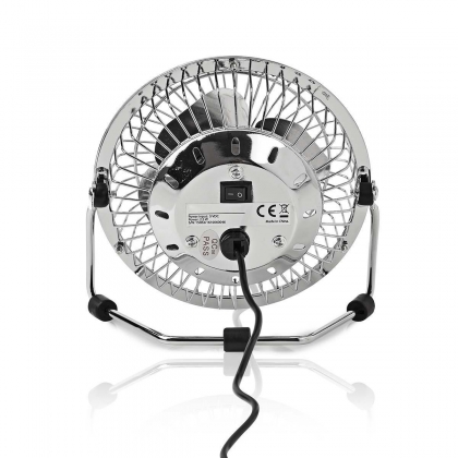 Tafelventilator | USB Gevoed | Diameter: 100 mm | 3 W | 1 Snelheid | Chroom
