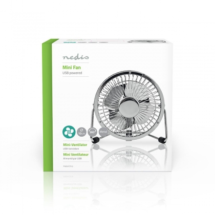 Tafelventilator | USB Gevoed | Diameter: 100 mm | 3 W | 1 Snelheid | Chroom
