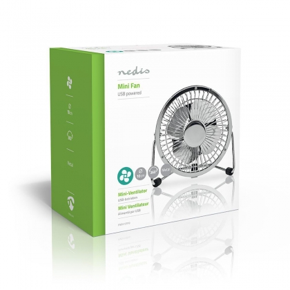 Tafelventilator | USB Gevoed | Diameter: 100 mm | 3 W | 1 Snelheid | Chroom