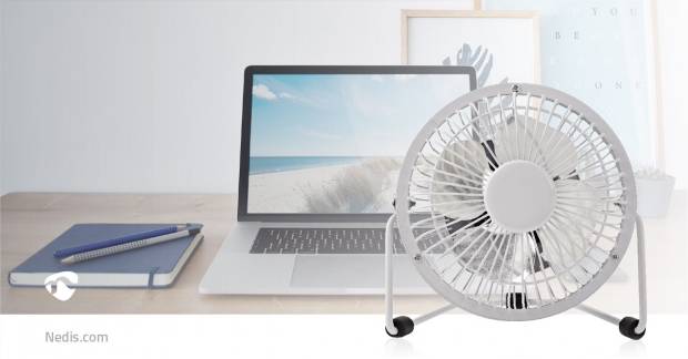 Tafelventilator | USB Gevoed | Diameter: 100 mm | 3 W | 1 Snelheid | Wit