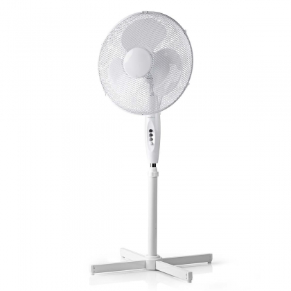 Staande Ventilator | Diameter: 400 mm | 3 Snelheden | Zwenkfunctie | 45 W | Verstelbare hoogte | Wit