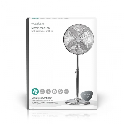 Staande Ventilator | Diameter: 400 mm | 3 Snelheden | Zwenkfunctie | 50 W | Verstelbare hoogte | Nee | Chroom