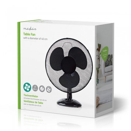 Tafelventilator | Netvoeding | Diameter: 400 mm | 45 W | Zwenkfunctie | 3 Snelheden | Zwart
