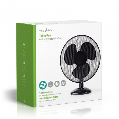 Tafelventilator | Netvoeding | Diameter: 400 mm | 45 W | Zwenkfunctie | 3 Snelheden | Zwart
