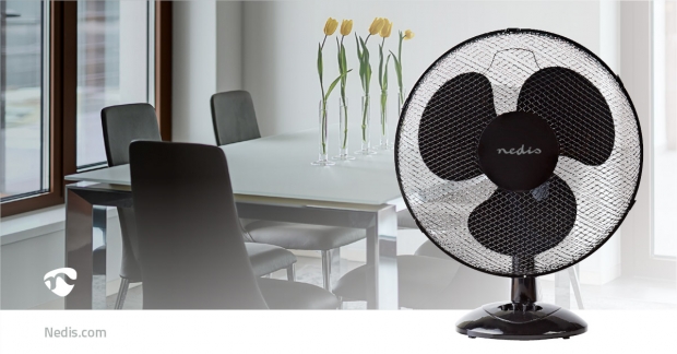 Tafelventilator | Netvoeding | Diameter: 400 mm | 45 W | Zwenkfunctie | 3 Snelheden | Zwart