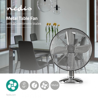 Tafelventilator | Netvoeding | Diameter: 300 mm | 35 W | Zwenkfunctie | 3 Snelheden | Chroom