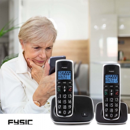 DECT seniorentelefoon met grote toetsen en 2 handsets zwart