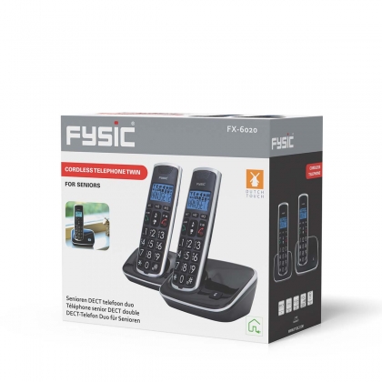 DECT seniorentelefoon met grote toetsen en 2 handsets zwart