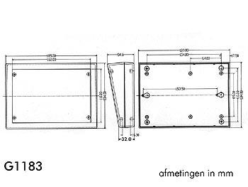 BEHUIZING VOOR TOETSENBORDEN - GRIJS 189 x 134 x 32/55mm