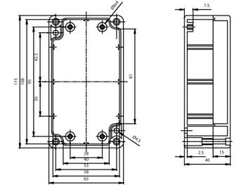 115 x 65 x 40mm BEHUIZING IN POLYCARBONAAT - LICHT GRIJS