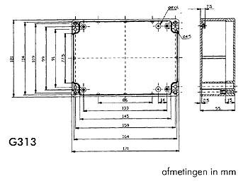 ABS-BEHUIZING 171 x 121 x 55mm WATERBESTENDIG - DONKERGRIJS 