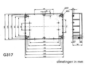 ABS-BEHUIZING - 222 x 146 x 55mm DONKERGRIJS WATERBESTENDIG