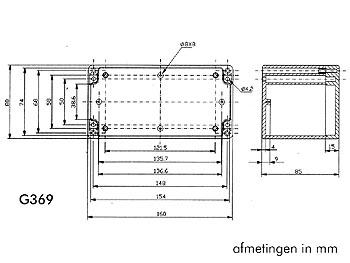 ABS-BEHUIZING 160 x 80 x 85mm WATERBESTENDIG - DONKERGRIJS 