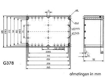 ABS-BEHUIZING 265 x 185 x 95mm WATERBESTENDIG - DONKERGRIJS