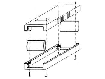 BEHUIZINGEN VAN GEGOTEN PLASTIC - DONKERGRIJS 90 x 50 x 16mm