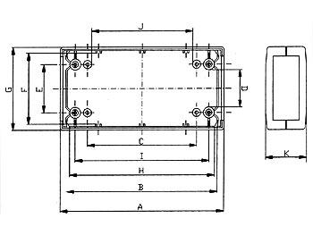 BEHUIZINGEN VAN GEGOTEN PLASTIC - DONKERGRIJS 90 x 50 x 32mm