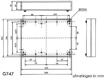 BRANDVERTRAGENDE BEHUIZING - LICHTGRIJS MET ZWARTE EINDPANELEN 225 x 165 x 40mm