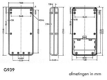 BEHUIZING VOOR TOETSENBORD VAN AFSTANDSBEDIENING - 135 x 70 x 24mm