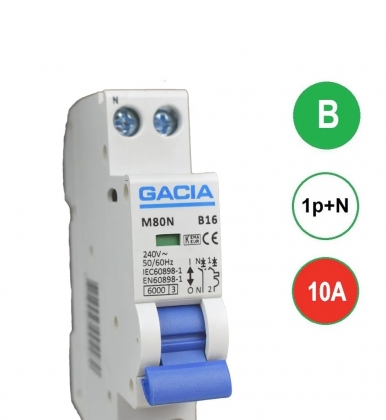 Gacia Installatieautomaat B10 1P+N 10A B kar.