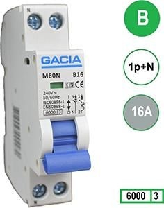 Gacia Installatieautomaat B16 1P+N 16A B kar.