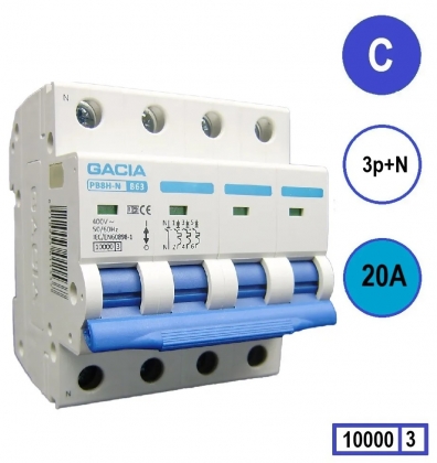 Gacia Installatieautomaat C20 3P+N 20A C kar.